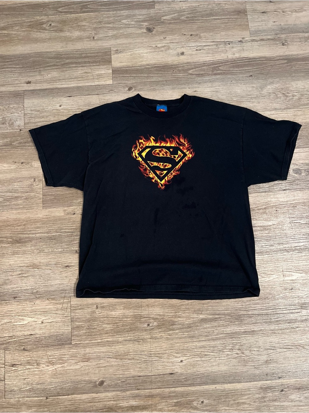 Superman Fire Logo DC Comics Mens Black T Shirt Size XLarge